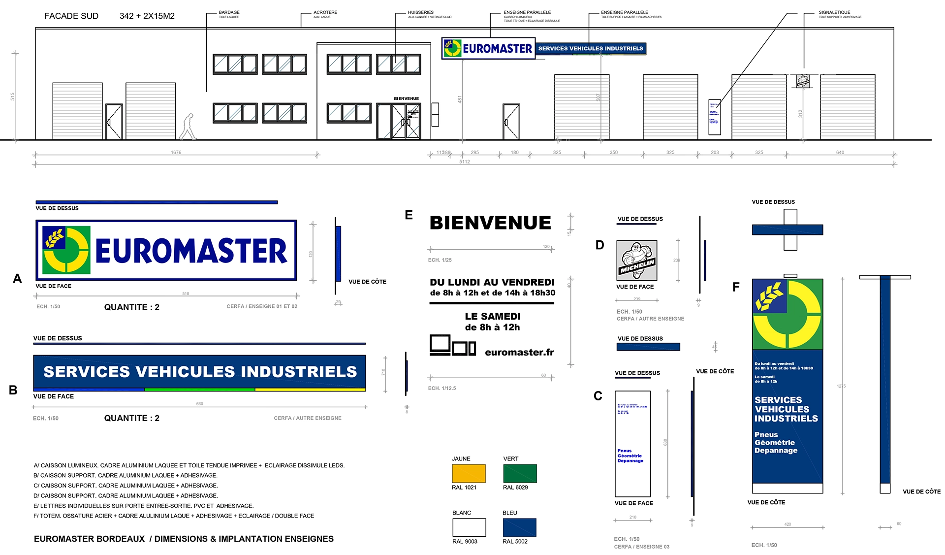 Aménagement intérieur d’un centre Euromaster réalisé avec un dossier travaux
